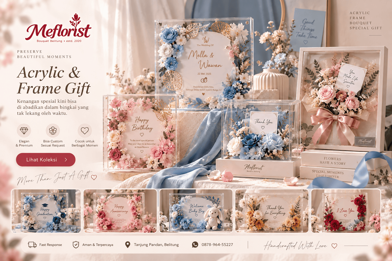Acrylic dan frame gift custom Meflorist
